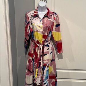 New York & Company Multicolor Abstract Long Sleeve Dress